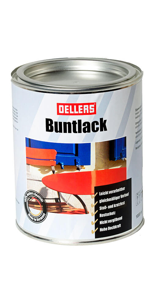 Buntlack - Glänzender Decklack für Metall & Holz, wetterfester Metallschutzlack, robuste Lackfarbe außen & innen